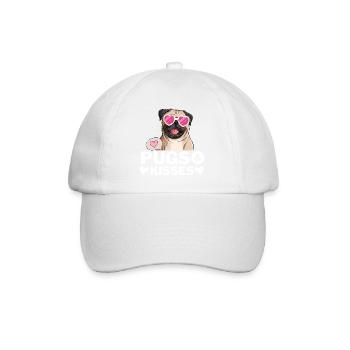 Pug with Pink Heart Sunglasses - Baseball Cap - white/white - Front