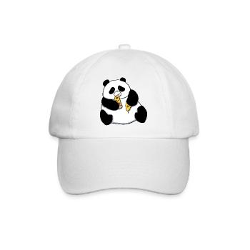 Fat Panda Bear Eating Pizza Comic Style - Baseball Cap - white/white - Front