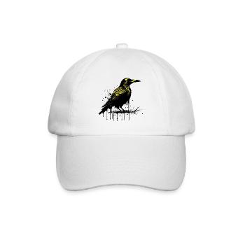 Shacubu - Simple Raven Design in Yellow Black - Baseball Cap - white/white - Front