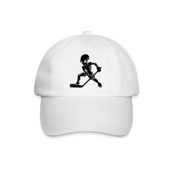 Alien Ice Hockey Player Silhouette Minimalist - Baseball Cap - white/white - Front