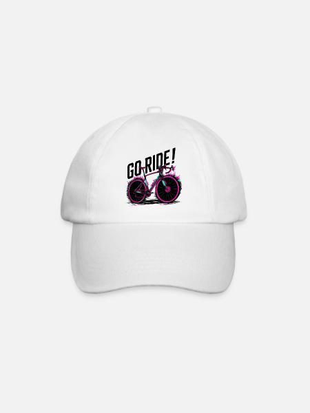 Neon Cycling Adventure Illustration - Baseball Cap - white/white