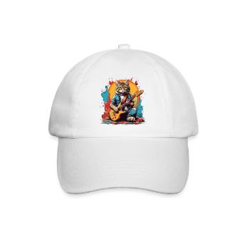 Chat avec guitare - Casquette classique - blanc/blanc - Devant