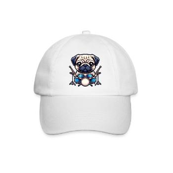 Cooler Mops Schlagzeuger Design - Baseballkappe - Weiß/Weiß - Vorne