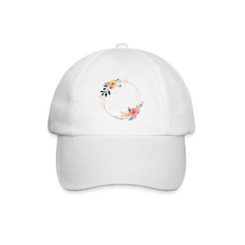Floral wreath, customizable - Baseball Cap - white/white - Front