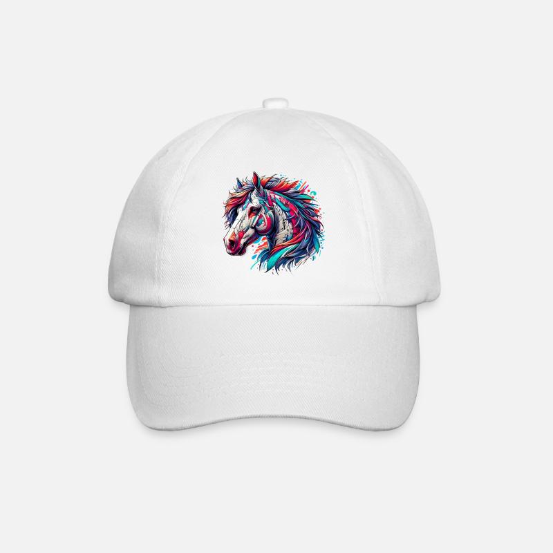 Pferd - Baseballkappe - Weiß/Weiß