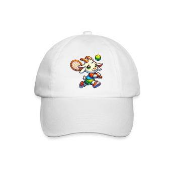 Ziege Tennis Spieler Sport Design - Baseballkappe - Weiß/Weiß - Vorne