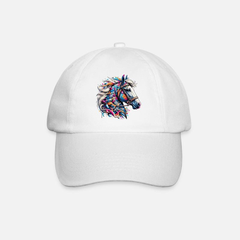 Pferd - Baseballkappe - Weiß/Weiß