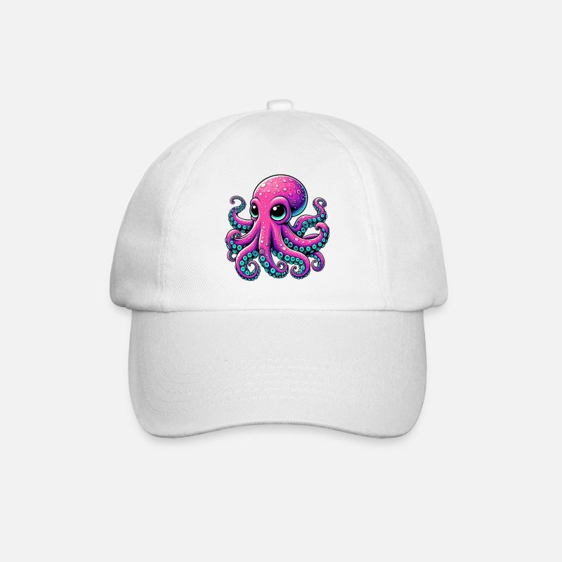 Krake - Baseballkappe - Weiß/Weiß