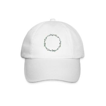 Moderner Eukalyptuskranz, personalisierbar - Baseballkappe - Weiß/Weiß - Vorne