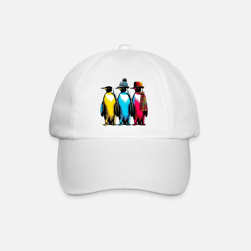 Pingouins pingouins avec chapeau et écharpe - Casquette classique - blanc/blanc