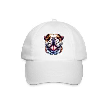 English Bulldog Dog - Baseball Cap - white/white - Front