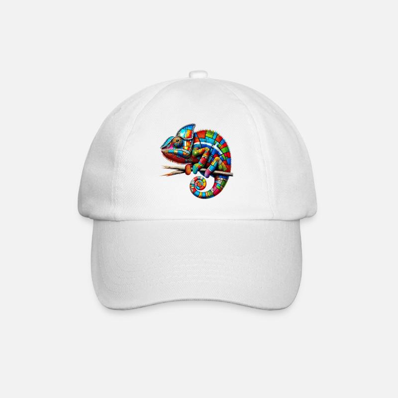 Chamäleon Mondrian - Baseballkappe - Weiß/Weiß