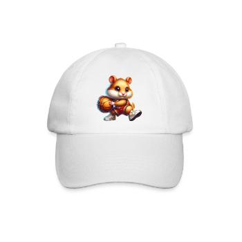 Hamster plays basketball and makes a dunk - Baseball Cap - white/white - Front