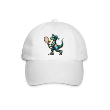 Dinosaur Dino Boy Tennis Player Sport - Baseballkappe - Weiß/Weiß - Vorne