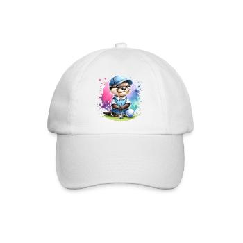 Funny retired otter golfer on golf course - Baseball Cap - white/white - Front