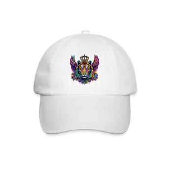 Tiger Wappen Porträt Bunt - Baseballkappe - Weiß/Weiß - Vorne