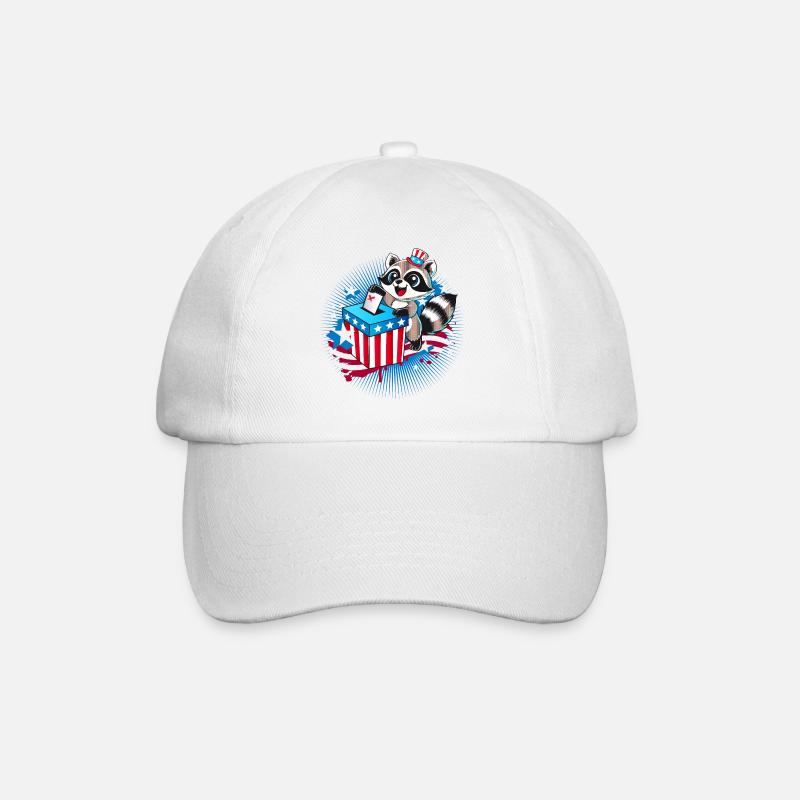 Ein Waschbär gibt seine Stimme ab,bei der US-Wahl - Baseballkappe - Weiß/Weiß