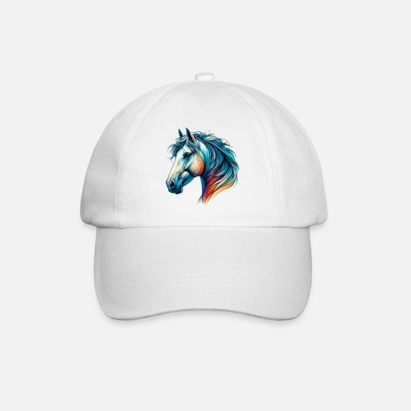 Pferd - Baseballkappe - Weiß/Weiß