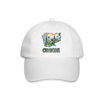 Aquarell Landkarte Kambodscha - Baseballkappe - Weiß/Weiß - Vorne