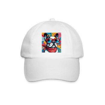 French Bulldog Dog - Baseball Cap - white/white - Front