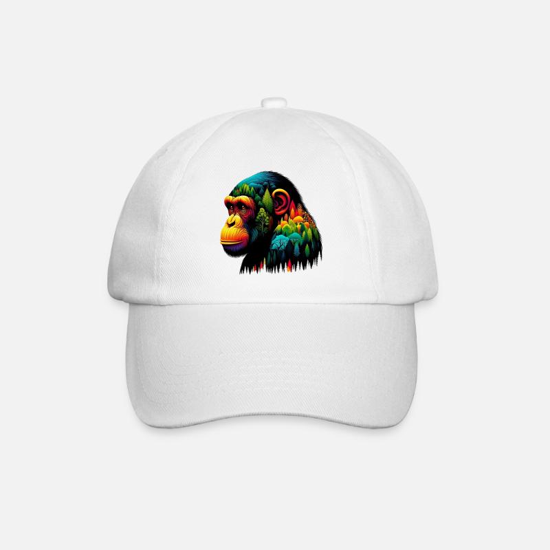 Affe - Baseballkappe - Weiß/Weiß