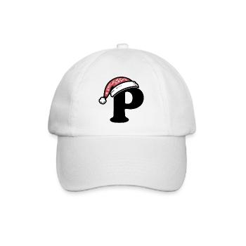 Buchstabe P mit Weihnachtsmütze - Baseballkappe - Weiß/Weiß - Vorne