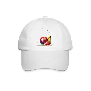 farbenfrohe Schnecke im geometrischen Design - Baseballkappe - Weiß/Weiß - Vorne