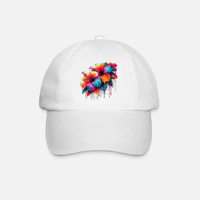 Hibiskusblüten - Baseballkappe - Weiß/Weiß