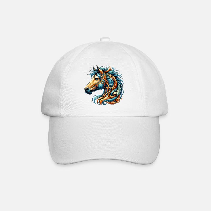 Pferd - Baseballkappe - Weiß/Weiß
