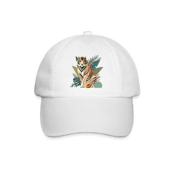 Majestätischer Tiger im tropischen Dschungel - Baseballkappe - Weiß/Weiß - Vorne