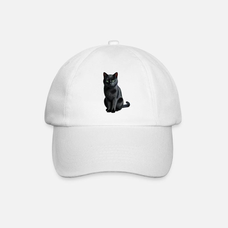 Black cat - Baseball Cap - white/white