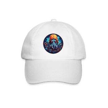 octopus with hat funny octopus design - Baseball Cap - white/white - Front