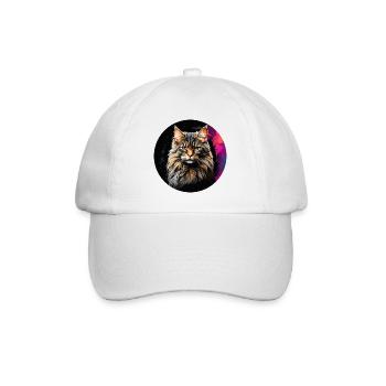 Maine Coon cat portrait in watercolor technique - Baseball Cap - white/white - Front