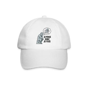 Le Penseur 2.0 – Je pense, je flippe, je cours - Casquette classique - blanc/blanc - Devant