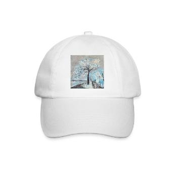 Winterlicher Baum in Aquarellstil - Baseballkappe - Weiß/Weiß - Vorne