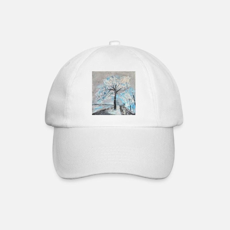 Winterlicher Baum in Aquarellstil - Baseballkappe - Weiß/Weiß