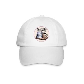 Katze und Kaffee ist alles was ich brauche - Baseballkappe - Weiß/Weiß - Vorne