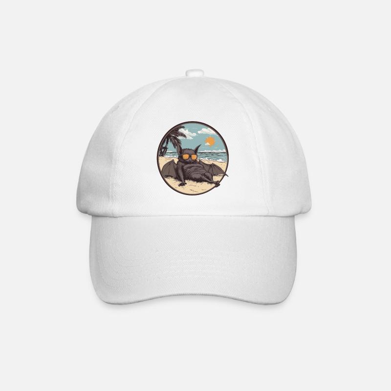Entspannte Fledermaus am Strand - Baseballkappe - Weiß/Weiß