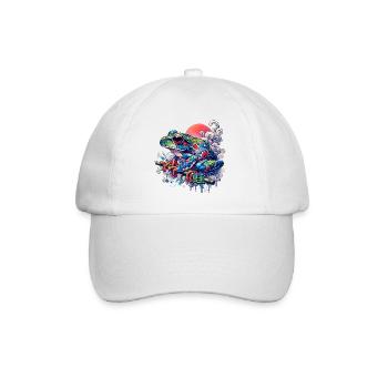 Colorful Japanese frog with sunset - Baseball Cap - white/white - Front