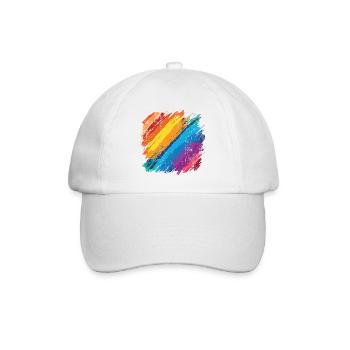 Vibrant Rainbow Brush Stroke Artwork - Baseball Cap - white/white - Front
