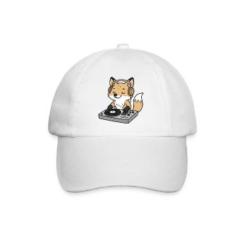 Ein Fuchs als DJ mit Kopfhörern am Mischpult - Baseballkappe - Weiß/Weiß - Vorne