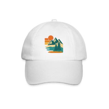 Wild Pines – Retro Forest Vibes - Baseballkappe - Weiß/Weiß - Vorne