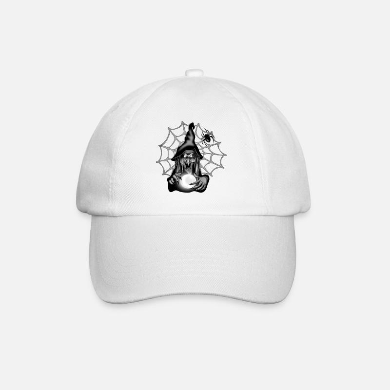 Witch with a Ball and a Cobweb - Baseball Cap - white/white