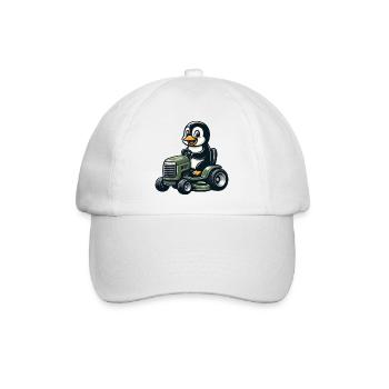 Cute Penguin Lawn Mower Horticulture - Baseball Cap - white/white - Front