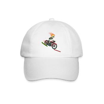 Skeleton in Motorcycle Flaming Italian Flag - Baseball Cap - white/white - Front