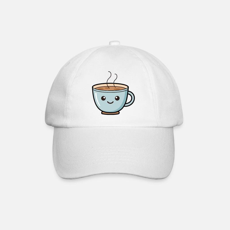 Conception mignonne de tasse à café Kawaii - Casquette classique - blanc/blanc