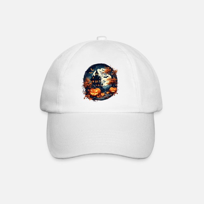 Halloween - Maison hantée et citrouilles  - Casquette classique - blanc/blanc