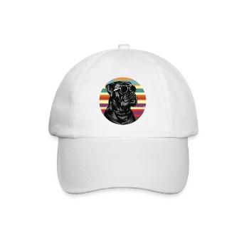 Cooler Dog mit Sonnenbrille - Baseballkappe - Weiß/Weiß - Vorne