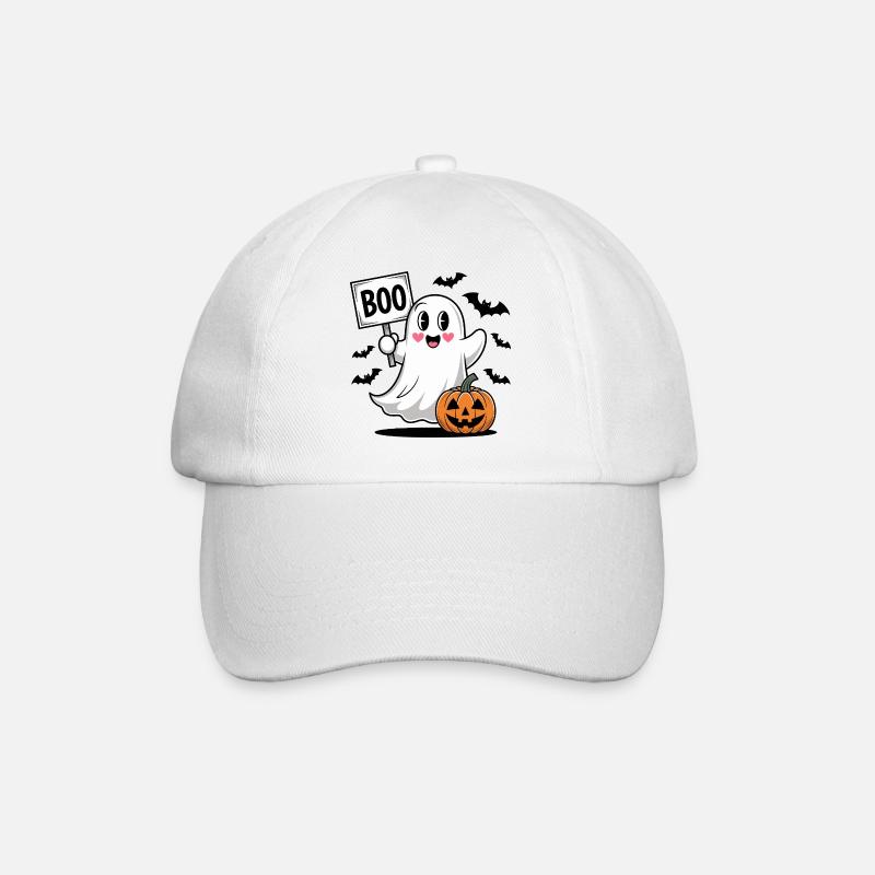 Halloween Boo Ghost avec citrouille - Casquette classique - blanc/blanc