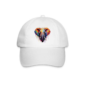 Living elephant art in a play of colours - Baseball Cap - white/white - Front